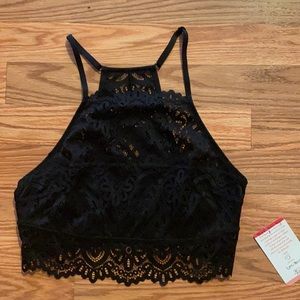 Sugar Shack Black lace crop top NWT